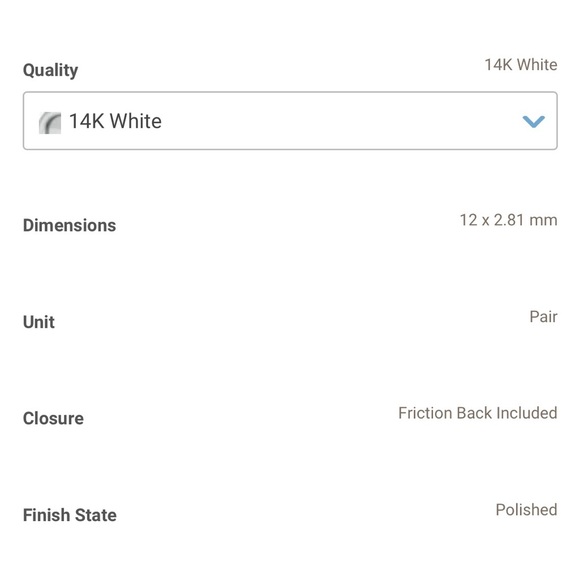 14k white gold friction post with back Mrs. Stud earrings - Picture 4 of 8